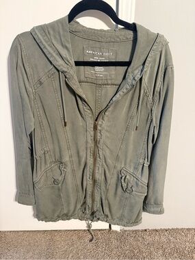 American Eagle Outfitters Olive Utility Hooded Jacket
